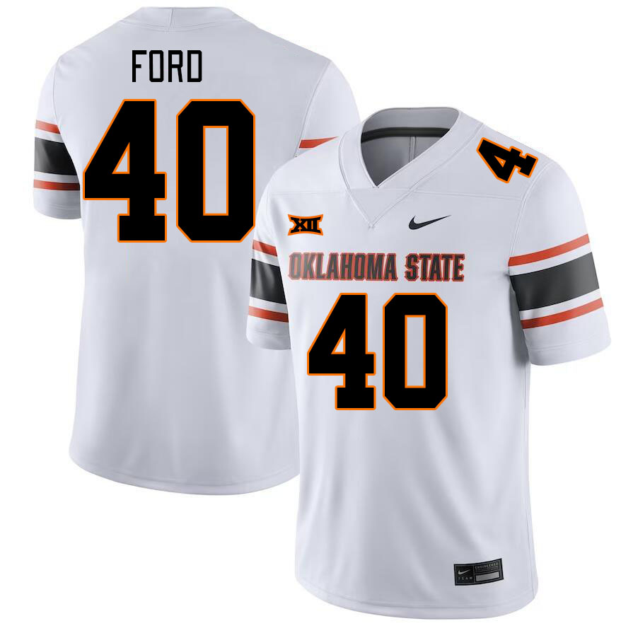 Men #40 Josh Ford Oklahoma State Cowboys College Football Jerseys Stitched-White